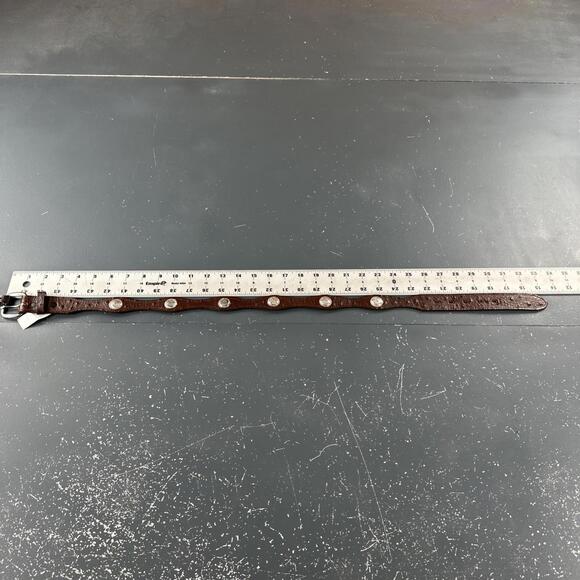 Nocona Belt Womens 28 Chocolate Brown Floral Concho Ribbon Ostrich Print NWT VTG - Picture 4 of 7